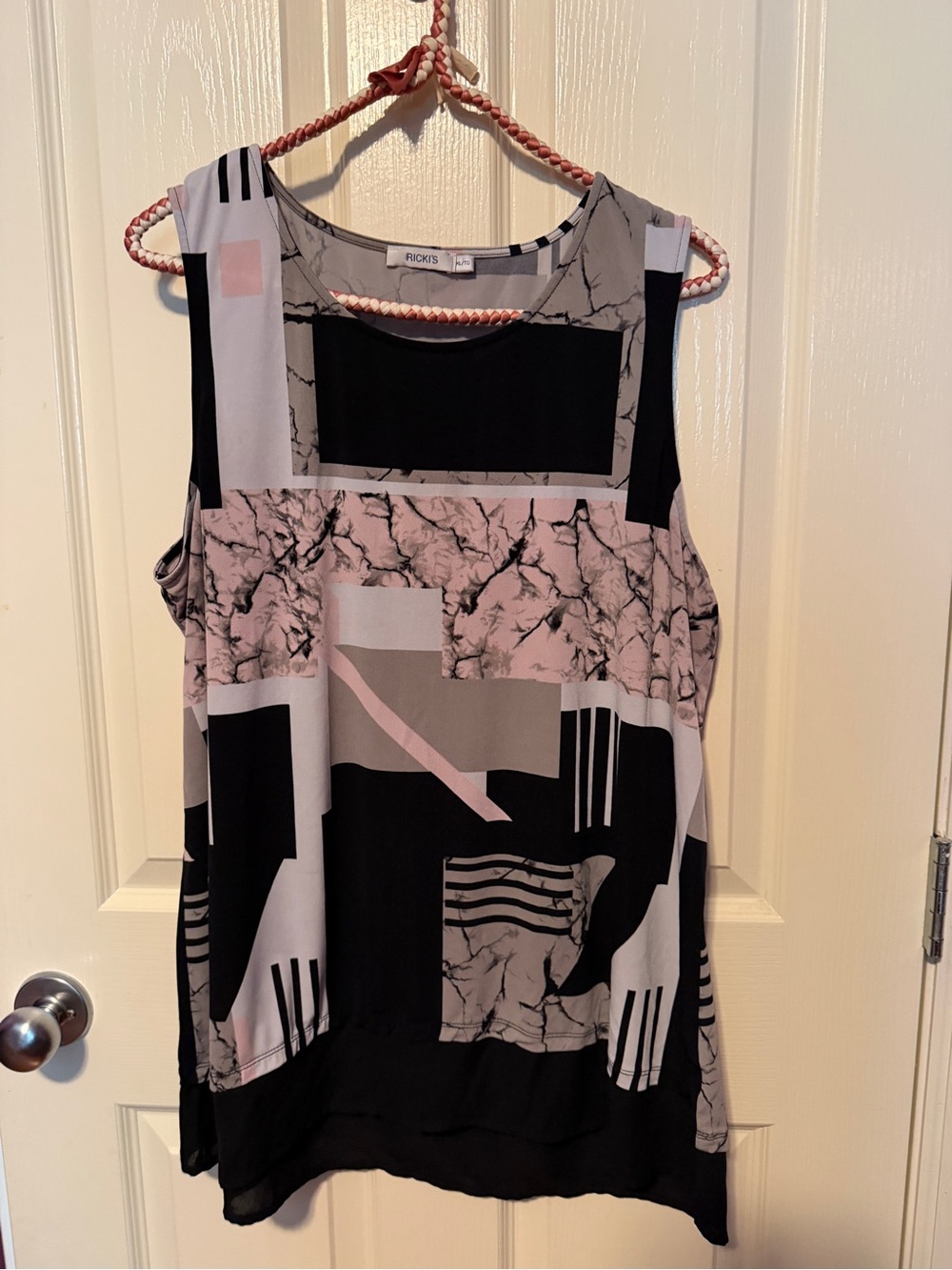 Ricki's Abstract Print Sleeveless Tank - Pink, Black & Gray